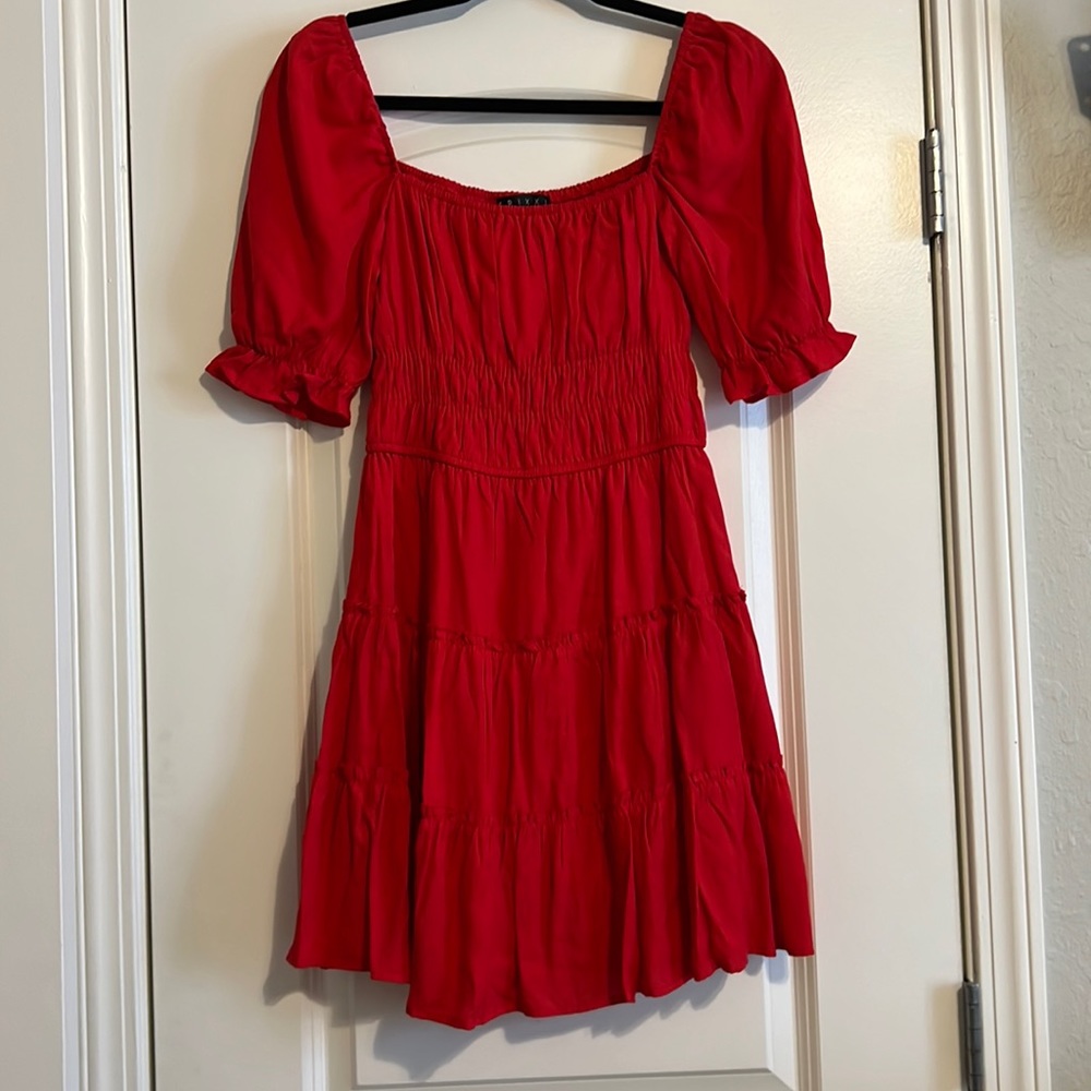 Red mini flutter dress. Size small.